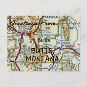 Butte Montana  Map Briefkaart (Voorkant)