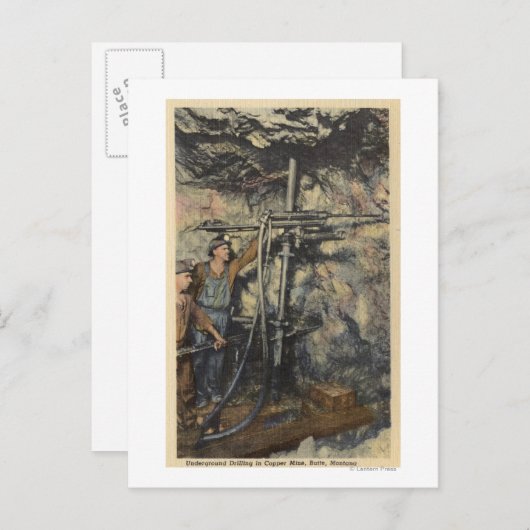 Butte, Montana - Ondergrondse boringen in koper Briefkaart (Voorkant / Achterkant)