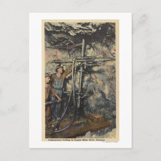 Butte, Montana - Ondergrondse boringen in koper Briefkaart (Voorkant)