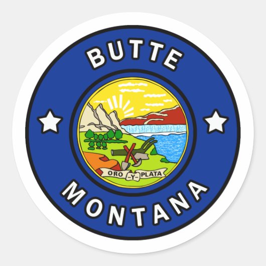 Butte Montana Ronde Sticker (Voorkant)
