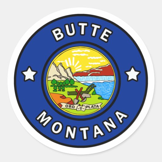 Butte Montana Ronde Sticker (Voorkant)