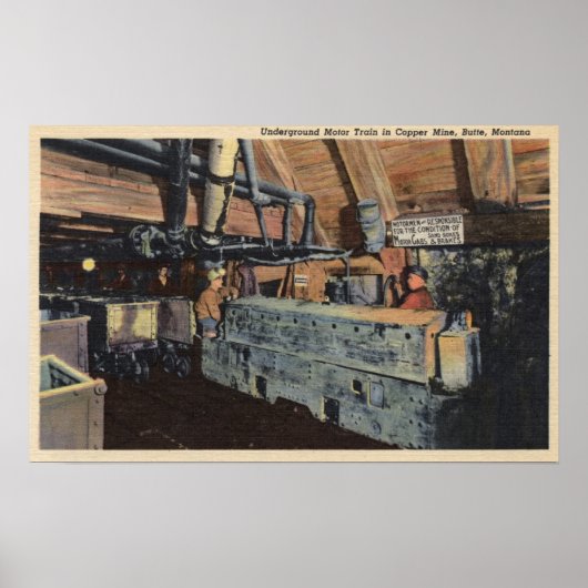 Butte, Montana - Underground Motor Poster (Voorkant)