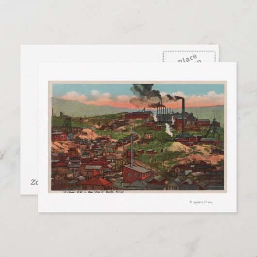 Butte, MT - Uitzicht van Factories & Homes op Hill Briefkaart (Voorkant / Achterkant)