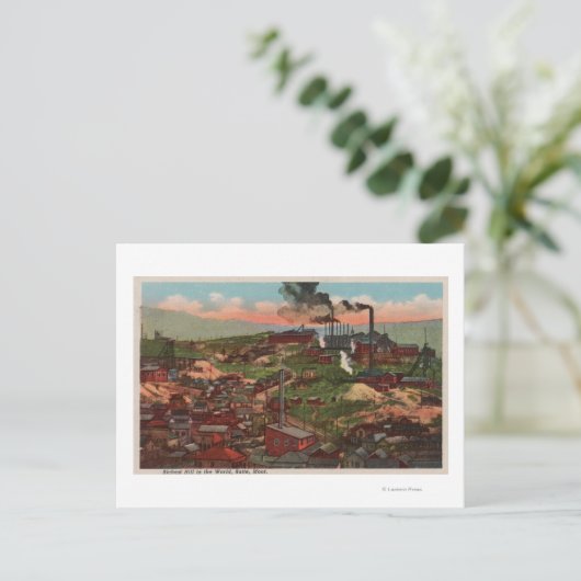 Butte, MT - Uitzicht van Factories & Homes op Hill Briefkaart (Staand voorkant)