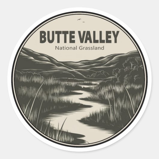 Butte Valley National Grassland California Stream Ronde Sticker (Voorkant)
