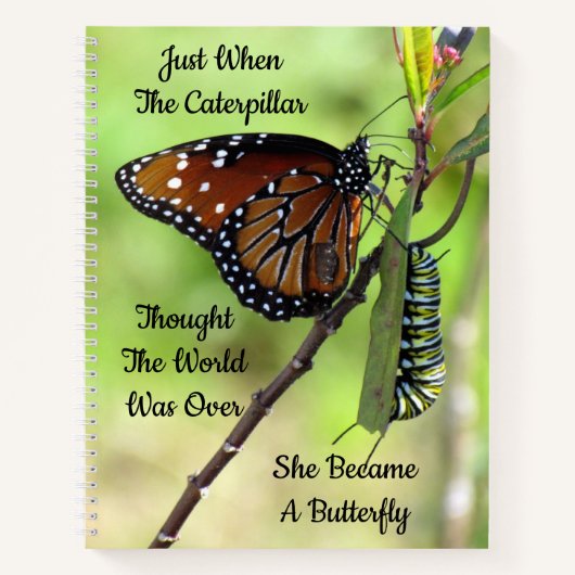 Butteffly / Caterpillar Quote Inspirerend spiraal Notitieboek (Voorkant)