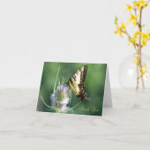 Buttefly op een Thistle Kaart (Gele Bloem)