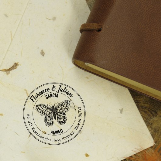  Buttefly Return Address Family Cirkel Rubberstempel