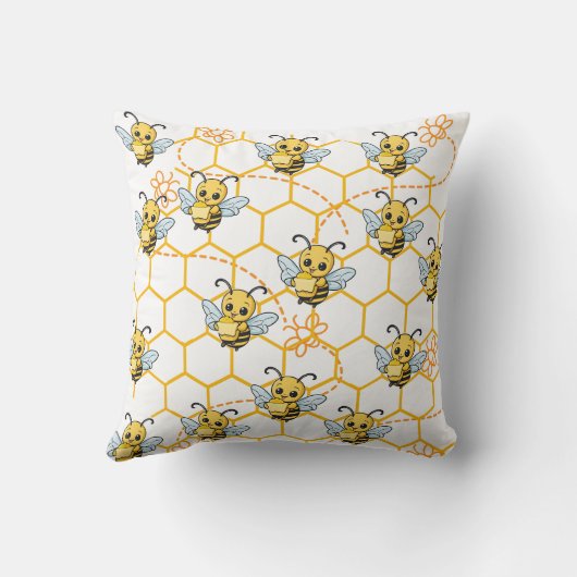 Butter Bee Buzzing Print Kussen (Achterkant)