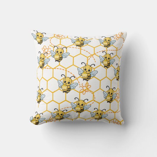 Butter Bee Buzzing Print Kussen (Voorkant)