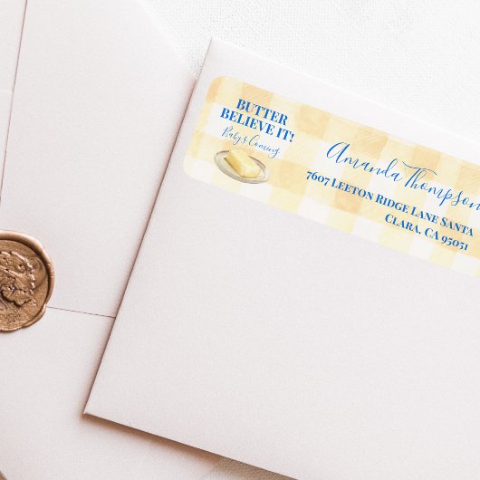 Butter Believe It Yellow Gingham Boy Baby Shower Etiket