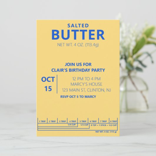 Butter Birthday Party Cooking party Kaart (Staand voorkant)