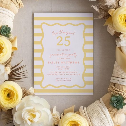 Butter Cabana Fun Yellow Graduation Party Kaart