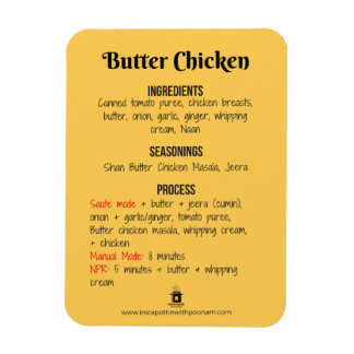 Butter Chicken Recept Magnet voor Instant Pot Magneet