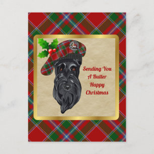 Butter Clan Badge & Tartan Kerstmis Briefkaart