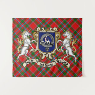 Butter Clan Badge & Unicorns met Tartan Wandkleed