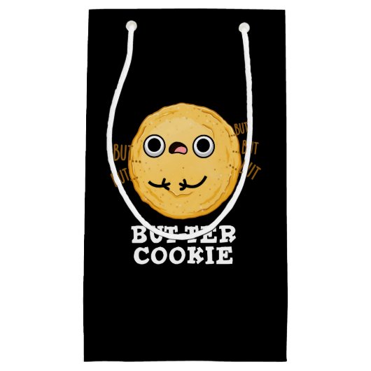 Butter Cookie Funny Food Pun Dark BG Klein Cadeauzakje (Voorkant)
