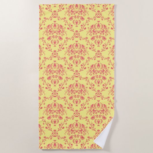 Butter Cranberry Damask Strandlaken (Voorkant)