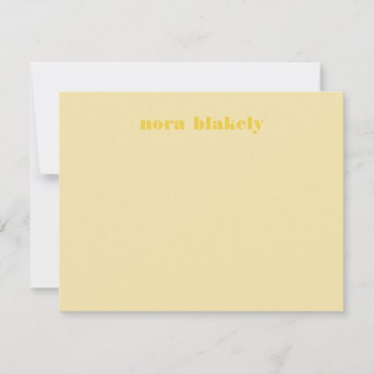 Butter Geel Eenvoudig Gepersonaliseerd Notitiekaartje (Voorkant)