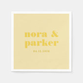 Butter Geel Eenvoudig Monogram Huwelijk Servet (Voorkant)