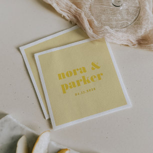 Butter Geel Eenvoudig Monogram Huwelijk Servet