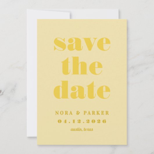 Butter Geel Eenvoudige Moderne bruiloft Save The Date (Voorkant)