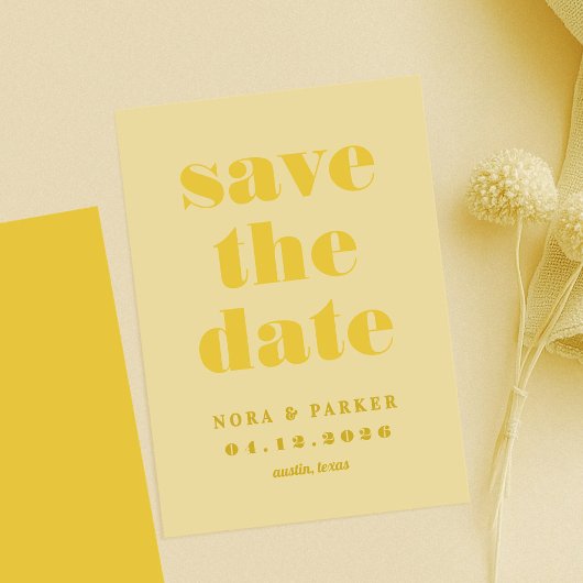 Butter Geel Eenvoudige Moderne bruiloft Save The Date