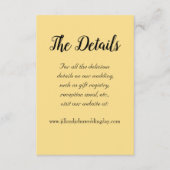 Butter Geel Eenvoudige Stijl Trouwdetails Informatiekaartje (Voorkant)