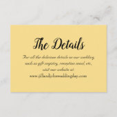Butter Geel Eenvoudige Stijl Trouwdetails Informatiekaartje (Voorkant)