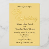 Butter Geel Eenvoudige Stijl Trouwen Folie Uitnodiging (Voorkant)