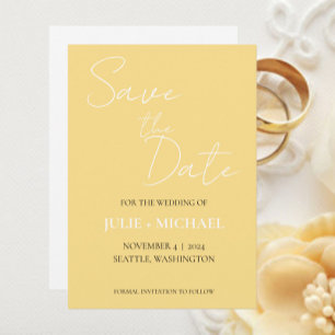 Butter Geel Eenvoudige Stijl Trouwen Save The Date