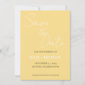 Butter Geel Eenvoudige Stijl Trouwen Save The Date (Voorkant)