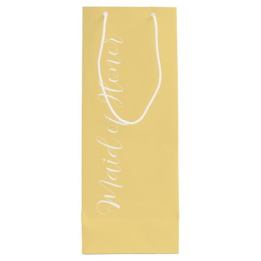 Butter Geel gestileerd Script Maid of Honor Wijn Cadeautas (Achterkant)