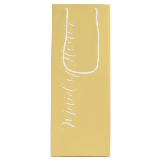 Butter Geel gestileerd Script Maid of Honor Wijn Cadeautas (Voorkant)