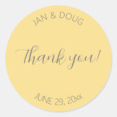 Butter geel gestileerde bruiloft Dank u Ronde Sticker (Voorkant)