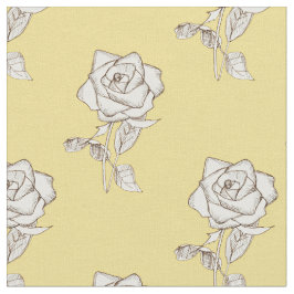 Butter Geel Wit Rose Bloemen Stof