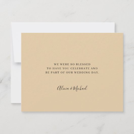 Butter gele bruiloft elegant script bedankkaart (Achterkant)