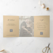 Butter gele foto bruiloft RSVP details QR-code Drieluik Uitnodiging (Binnen)