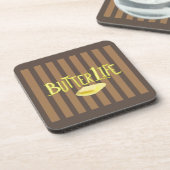 Butter Life Bruine Strepen BG Bier Onderzetter (Linkerzijde)