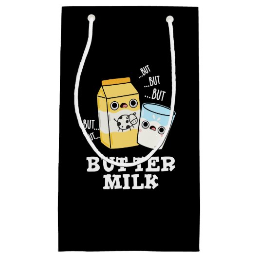Butter Milk Funny Food Dairy Pun Dark BG Klein Cadeauzakje (Voorkant)