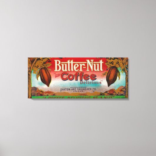 Butter Nut Coffee LabelOmaha, NE Canvas Afdruk (Voorkant)