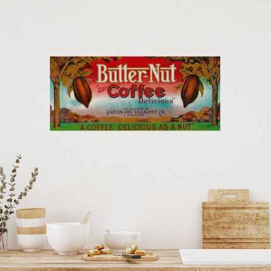 Butter Nut Coffee LabelOmaha, NE Poster (Keuken)