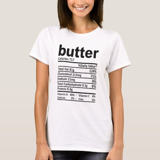 Butter Nutrition Facts 2020 Funny Thanksgiving Foo T-shirt (Voorkant)