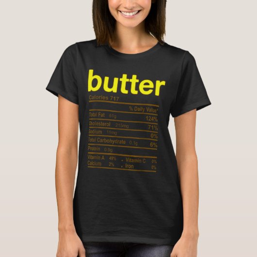 Butter Nutrition Facts Funny Thanksgiving Christma T-shirt (Voorkant)