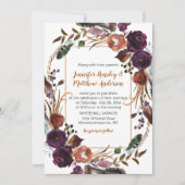 Butter Rum Roest Donker Paarse Rozen Krans Bruilof Kaart (Voorkant)