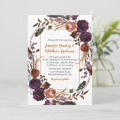 Butter Rum Roest Donker Paarse Rozen Krans Bruilof Kaart (Staand voorkant)