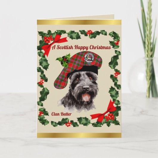 Butter Scottie Dog Gepersonaliseerde Xmas Kaart (Voorkant)