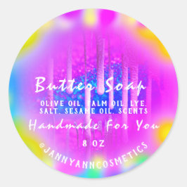 Butter Soap Cosmetic. Roze holograafkleurentherapi Ronde Sticker