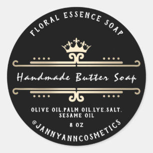 Butter Soap Cosmetics Black Gold Royal Crown Ronde Sticker