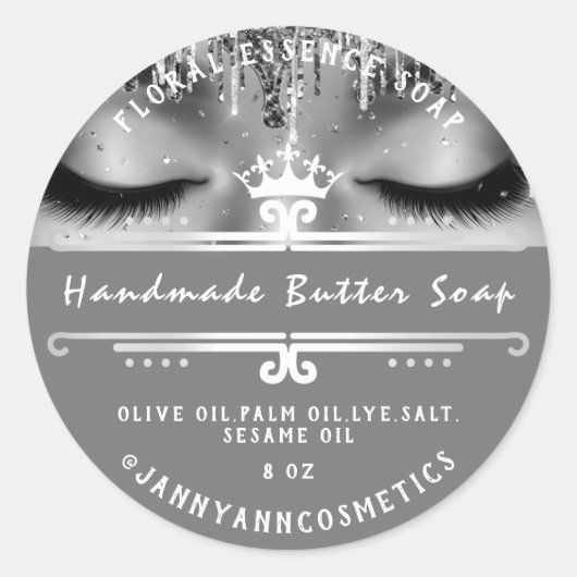 Butter Soap Cosmetics Gray Royal Princess Lashes Ronde Sticker (Voorkant)